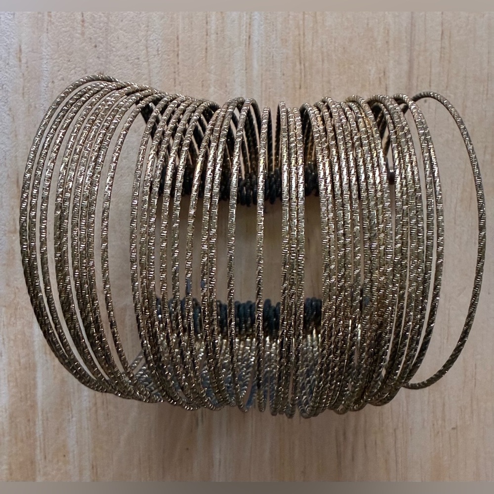 Gold Tone Cuff Bangle Bracelet Mobile Cuff Twisted Pattern